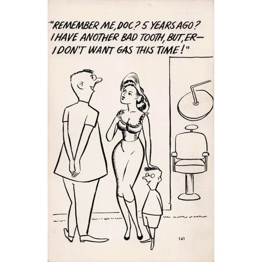 Vintage Laff Card 141 Dentist Humor Cartoon Postcard Cooper Photo Great Falls MT - Picture 1 of 2